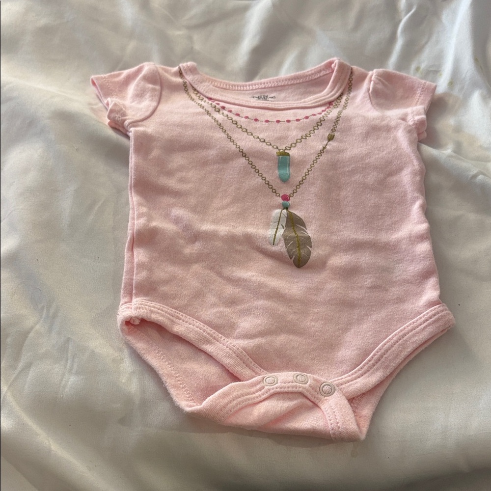 Little Treasure Pink Baby One piece with Necklace Design 0-3 months
